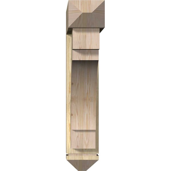 Merced Arts And Crafts Rough Sawn Bracket W/ Offset Brace, Douglas Fir, 8W X 36D X 40H